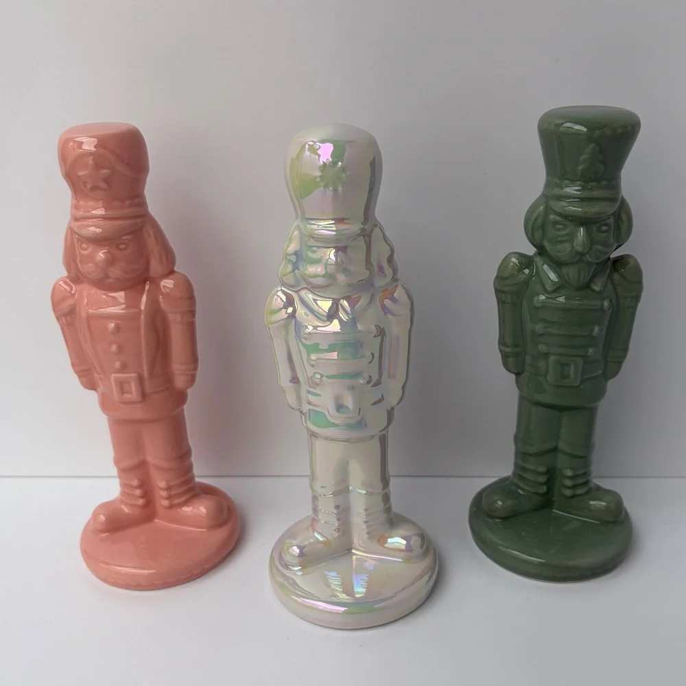 Target Dollar Spot Set of 3 Iridescent Ceramic Nutcrackers‎ Bullseyes Playground